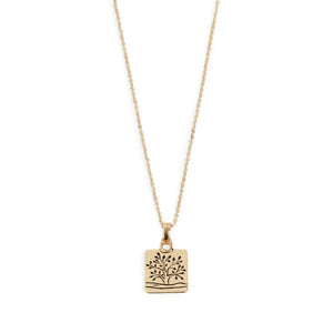 Gold Square Tree of Life Necklace - Final Sale - Gold
