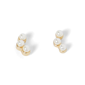 Trinity Pearl Stud Earrings - White