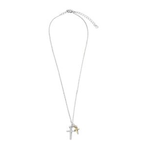 Dual Cross Necklace - Silver