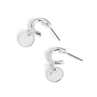 Small Hoop w/ Circle Dangle - Silver