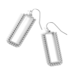 Studded Rectangle Drop - Silver