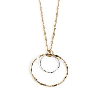 Wavy Double Hoop Necklace - Mixed Metal - Mixed