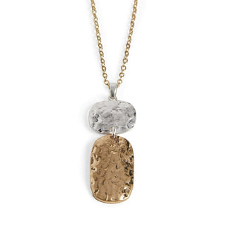 Tri Shape Dangle Necklace - Mixed Metal - Mixed
