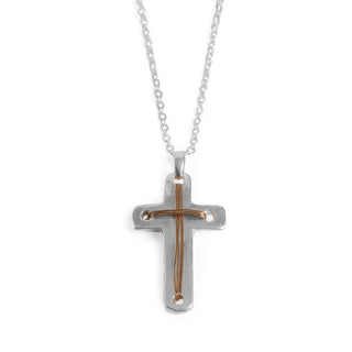 Mixed Metal Cross Necklace - Mixed