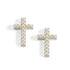 Small Cross w/ Pearls Stud - Silver