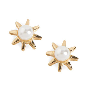 Sun Stud w/ Pearl - Gold