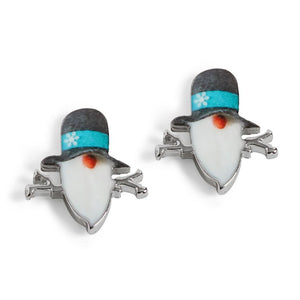 Snowman Earrings - Black Hat - Final Sale - Black/White