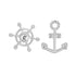 Stud Wheel & Anchor Earrings - Silver - Final Sale