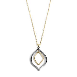 Pointed Teardrop Dangle Necklace - Mixed Metal