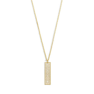 Gold Filigree Bar Dangle Necklace - Gold