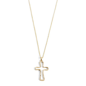 Gold Hollow Cross Necklace - Gold