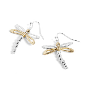 Mixed Metal Dragonfly Earrings - Mixed Metal