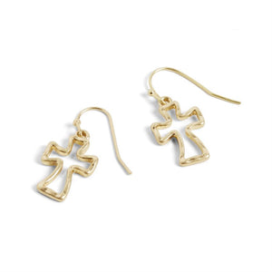 Gold Hollow Cross Earrings - Gold