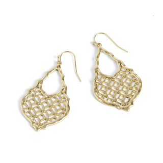 Gold Lattice Teardrop Earrings - Gold