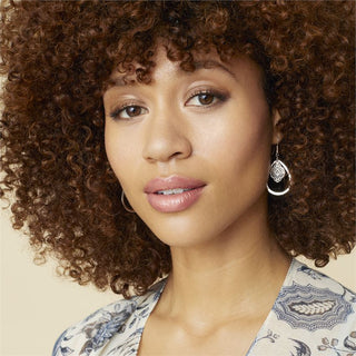 Flower Teardrop Earrings - Silver