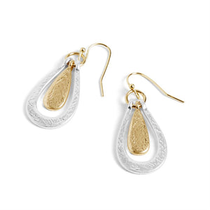 Swinging Teardrop Earrings - Mixed Metal