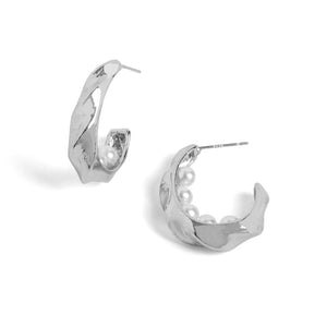 Ripple Pearl Earrings - Silver