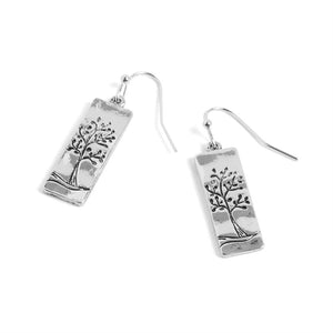 Rectangle Tree Earrings - Silver