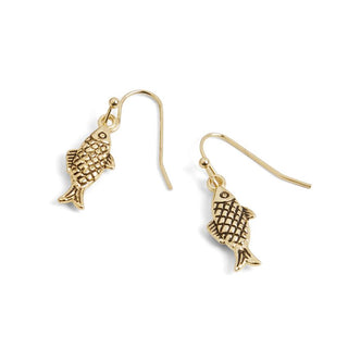 Fish on a Hook Earrings - Gold