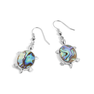 Abalone Turtle Earrings - Silver