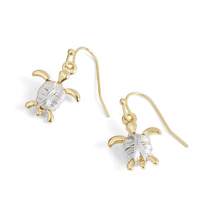 Wire Wrapped Turtle Earrings - Mixed Metal