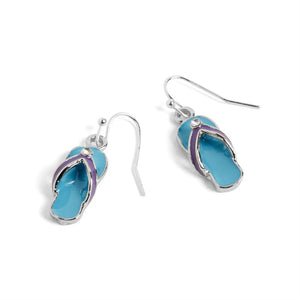 Turquoise/Purple Flip Flop Earrings - Silver
