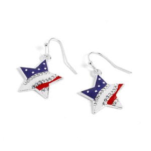 USA Star Earrings - Silver