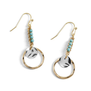 Turquoise Linear Drop Hoop - Turquoise