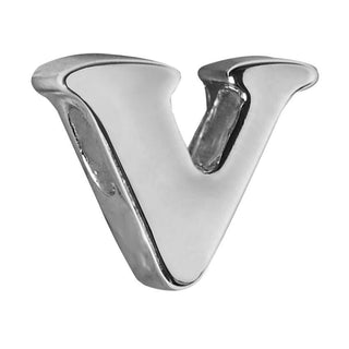 Letter V Charm - Silver